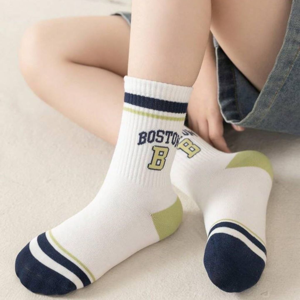 SOCKSCARVING Cotton Boston Edition Socks for Kids (Pack of 5)