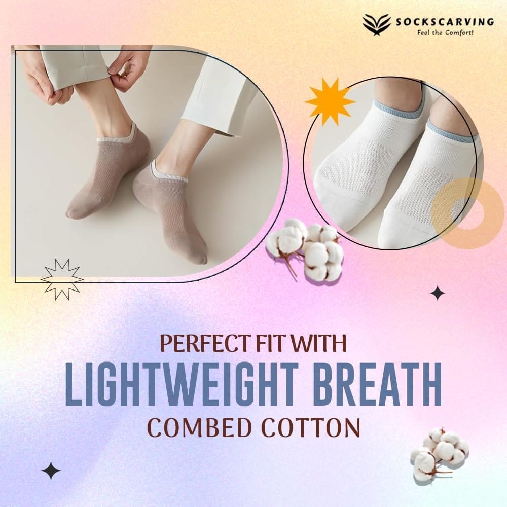 Socks Carving Pack of 8 Multicolour Unisex Ankle length Socks, Made With Durable & Breathable Cotton, Free Size, Addy Edition, Suitable for all Season, Soft & Breathable, Daily Use