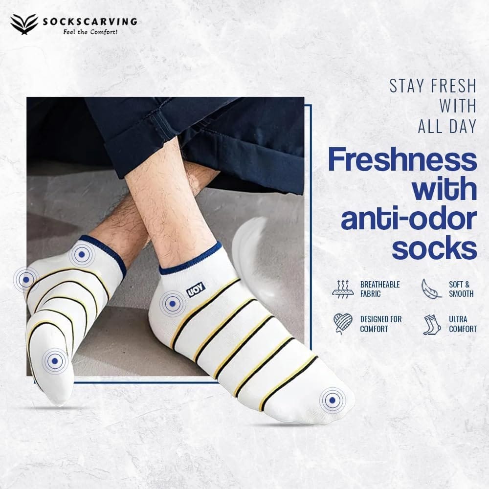 SOCKSCARVING Multicolour Andros Edition Cotton Socks Pair of 5, Low Cut Ankle, Full Length, Free Size, Casual Design, For Men-Women