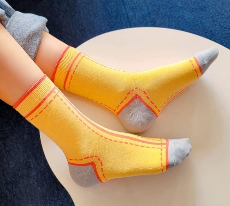 Sockscarving Pack of 5 Calf Length Socks, Bold Women Edition, Made With Durable & Breathable Cotton, Free Size, Suitable for all Season, Soft & Breathable, Daily Use