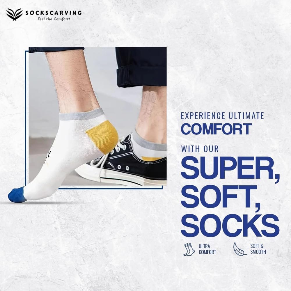 SOCKSCARVING Multicolour Andros Edition Cotton Socks Pair of 5, Low Cut Ankle, Full Length, Free Size, Casual Design, For Men-Women