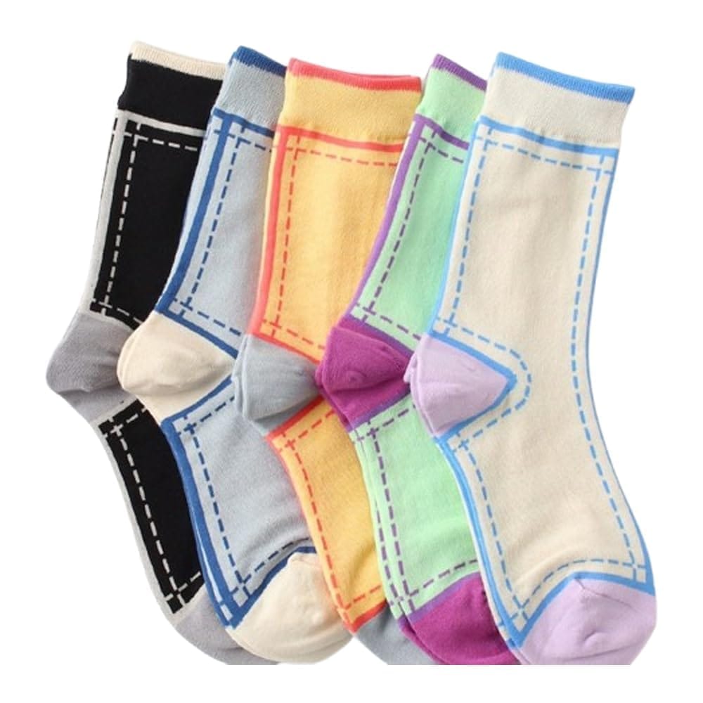 Sockscarving Pack of 5 Calf Length Socks, Bold Women Edition, Made With Durable & Breathable Cotton, Free Size, Suitable for all Season, Soft & Breathable, Daily Use