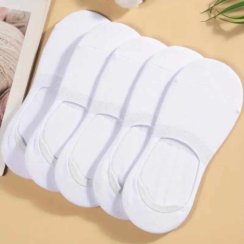 Sockscarving Feel The Comfort Pack of 5 Bamboo No-Show Socks - Solid White, Free Size, Suitable for All Occasions