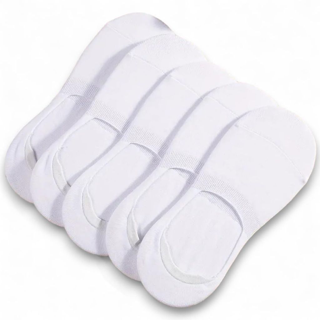Sockscarving Feel The Comfort Pack of 5 Bamboo No-Show Socks - Solid White, Free Size, Suitable for All Occasions