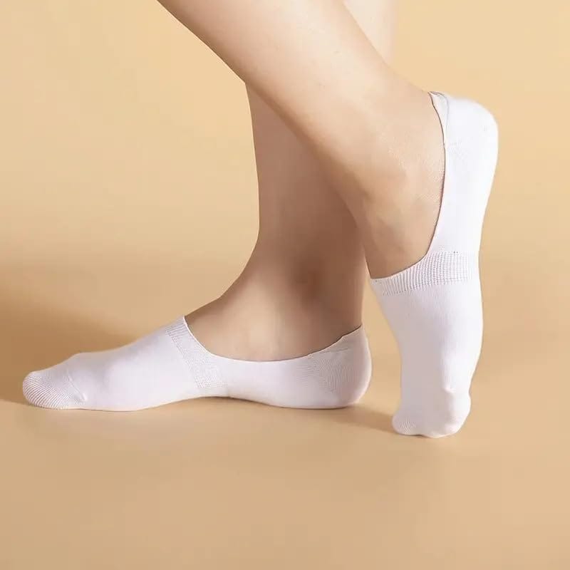 Sockscarving Feel The Comfort Pack of 5 Bamboo No-Show Socks - Solid White, Free Size, Suitable for All Occasions