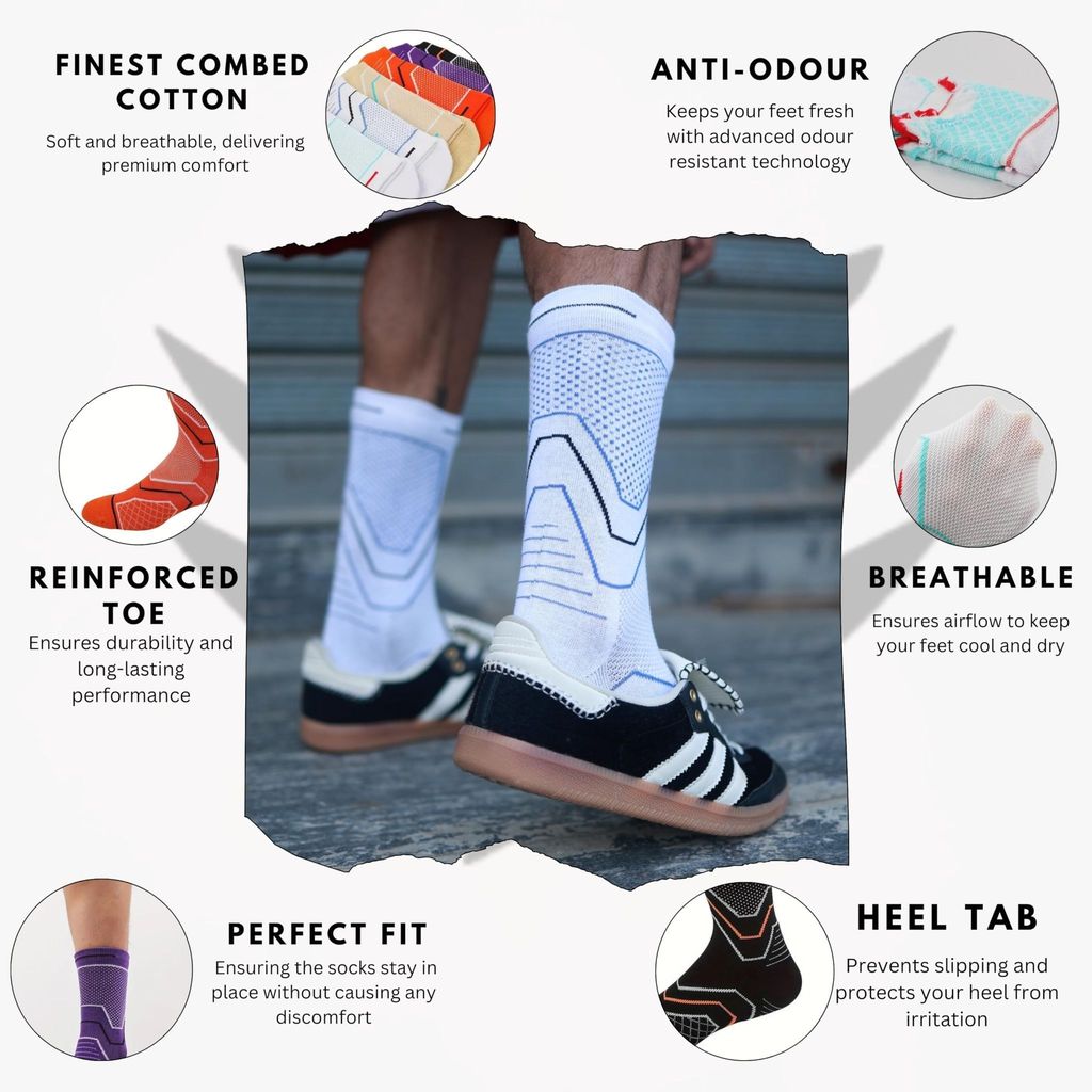 Sockscarving Pack of 6 Colorstride Edition Crew Socks Breathable, Anti-Moisture, Athletic, Sports