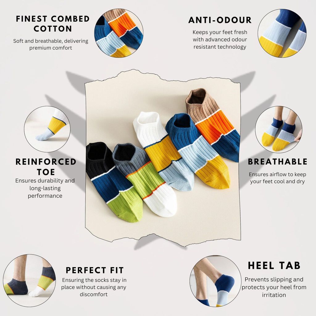 SOCKSCARVING Multicolour Hype Edition Cotton Socks for Unisex - Pack of 5, Hype Edition Socks, Casual, Ankle Length, Unisex, Suitable for all Season & Occasion