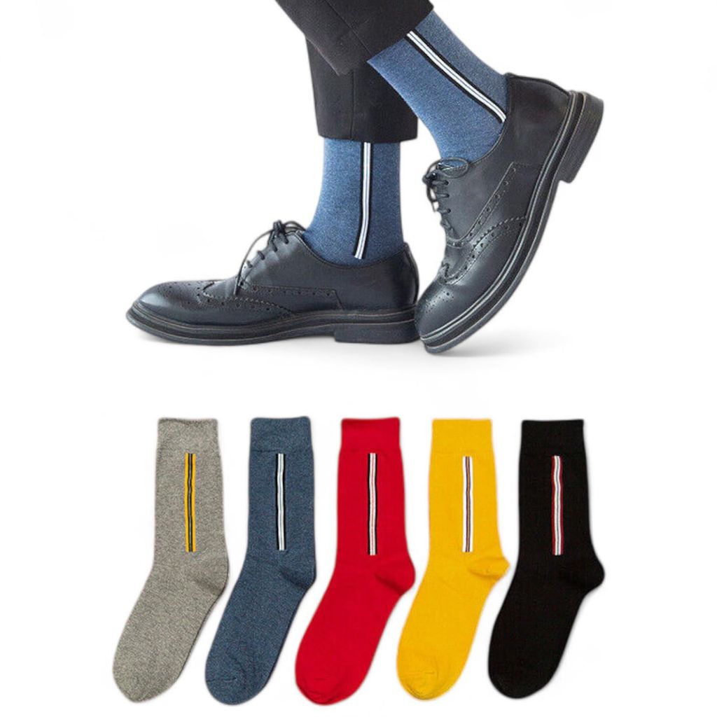 Sockscarving Pack of 5 Calf Length Socks, Linewalk Edition, Made With Durable & Breathable Cotton, Free Size, Suitable for all Season, Soft & Breathable, Daily Use