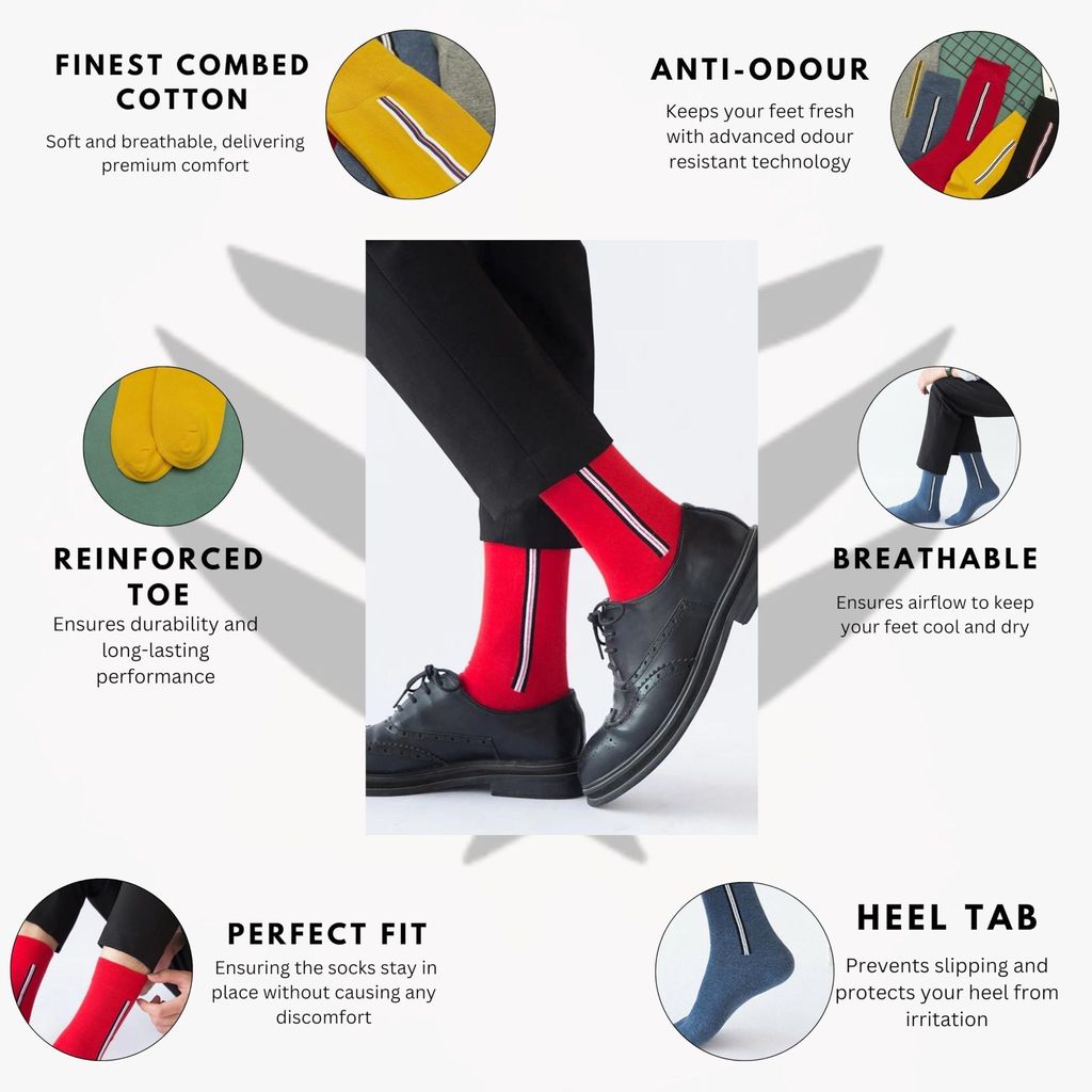 Sockscarving Pack of 5 Calf Length Socks, Linewalk Edition, Made With Durable & Breathable Cotton, Free Size, Suitable for all Season, Soft & Breathable, Daily Use