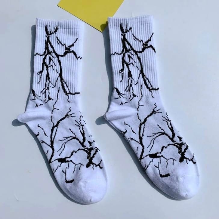 Sockscarving Pack of 5 Unisex Lightning Edition Cotton Socks - Soft Fabric, Different Pattern, Contrast Colors, High Ankle, Full-Length Comfort for Men and Women