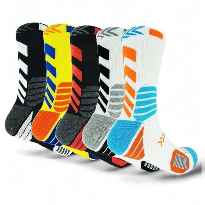 SOCKSCARVING Multicolour Cotton Level-Up Sports Edition Socks for Unisex Pack of 5, Age 20-45 Years, Knitted, Crew Ankle, Unisex-Men-Women