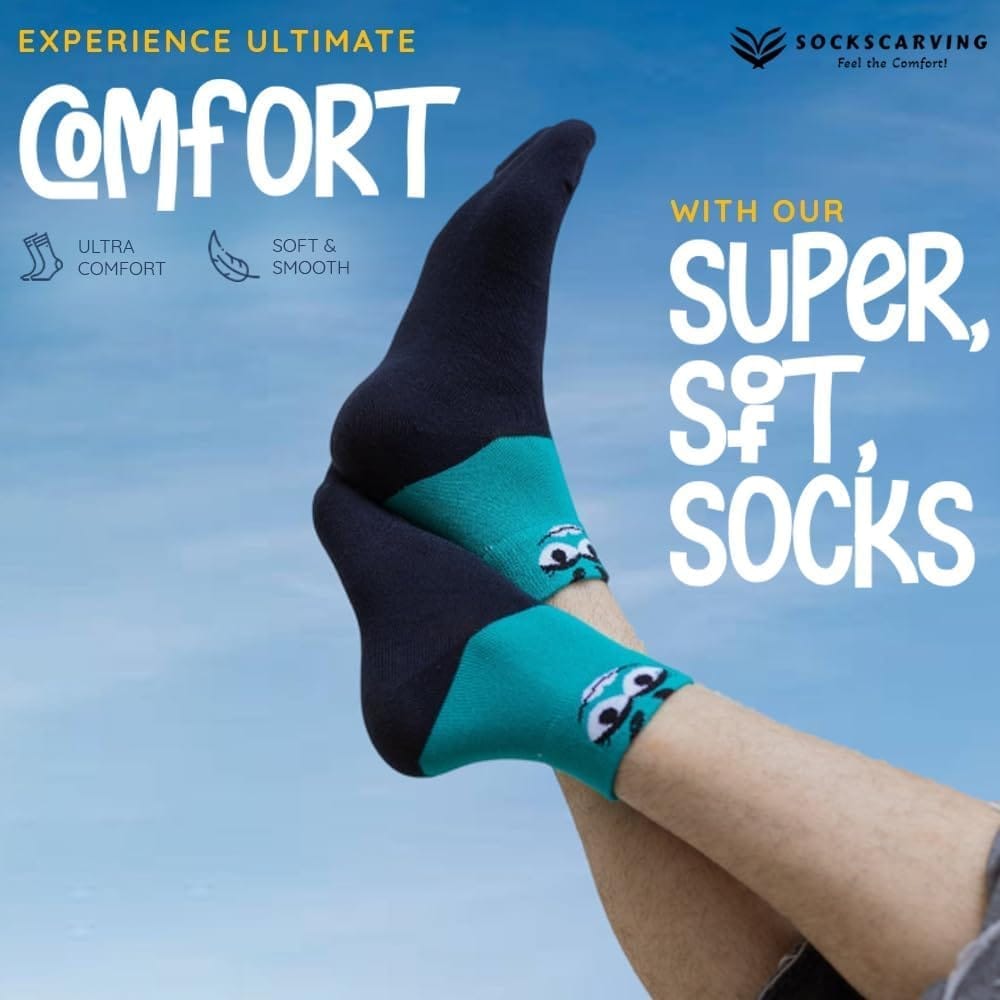 SOCKSCARVING Multicolour Pembrey Edition Cotton Socks Pair of 5, Above Ankle Full Length, Free Size, Casual Design, For Men-Women