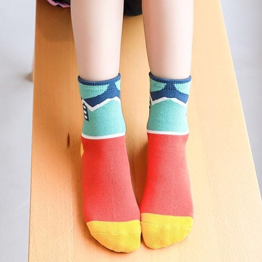 SOCKSCARVING Pack of 5 Kids Socks, Cotton Multicolour Polo Edition Socks, High Ankle, Suitable for all Season, Age 5-6 Years (Boys-Girls)