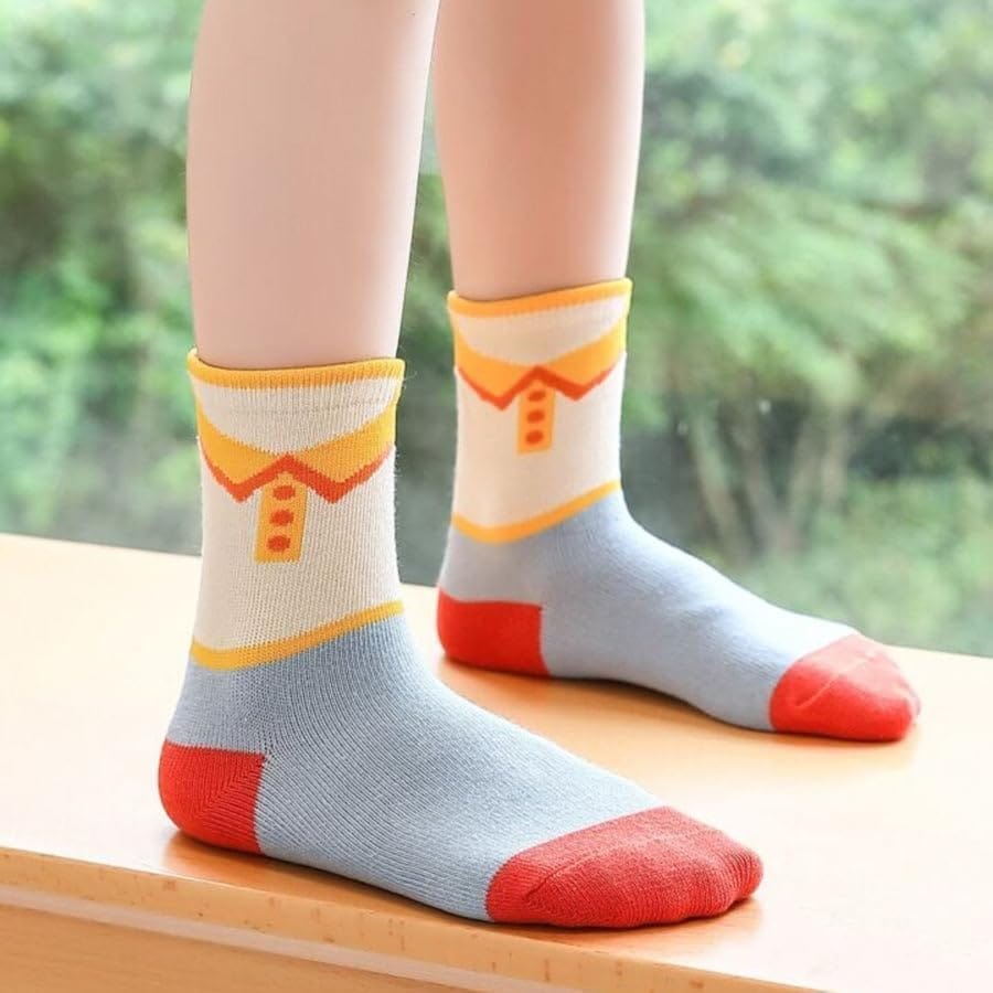 SOCKSCARVING Pack of 5 Kids Socks, Cotton Multicolour Polo Edition Socks, High Ankle, Suitable for all Season, Age 3-4 Years (Boys-Girls)