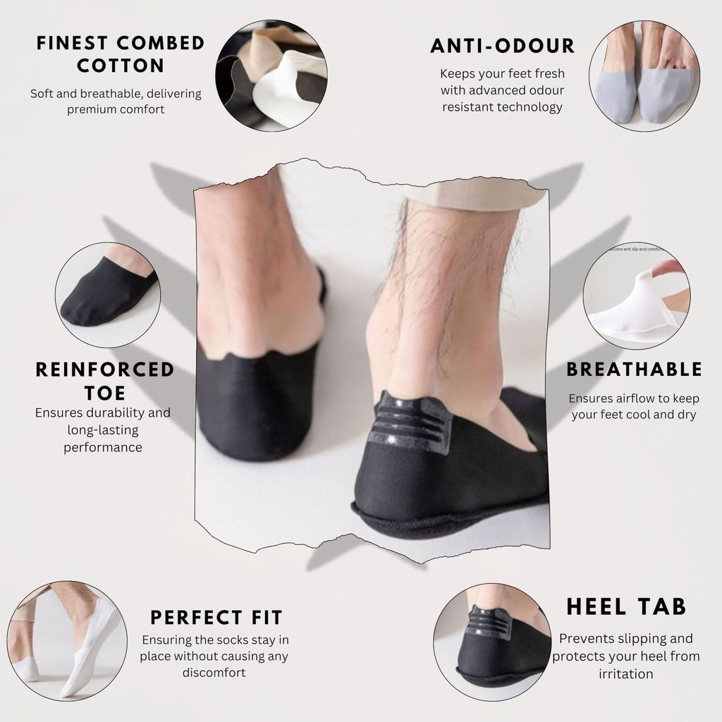 Sockscarving Pack of 5 No Show Socks, Super Grip Edition, Made With Durable & Breathable Cotton, Free Size, Suitable for all Season, Soft & Breathable, Daily Use