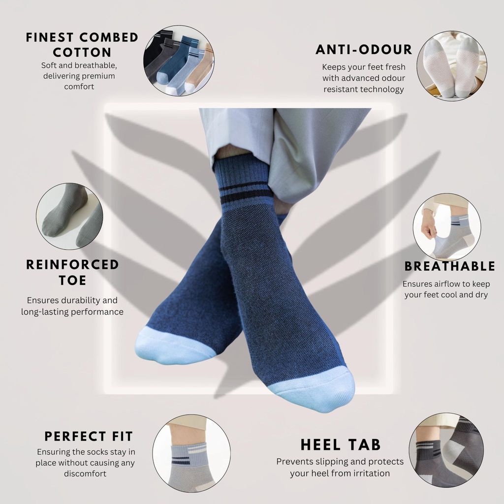 SOCKSCARVING Multicolour Cotton Stretch Edition Socks for Unisex - Pack of 6, Ankle length, Casual, Unisex-Men-Women