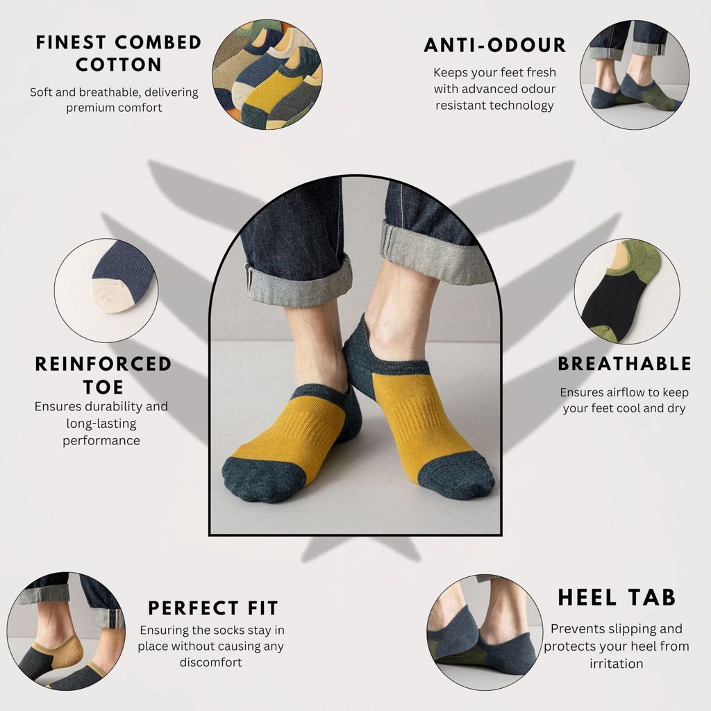 Sockscarving Pack of 7 No Show Socks, Velenta Edition, Made With Durable & Breathable Cotton, Free Size, Suitable for all Season, Soft & Breathable, Daily Use