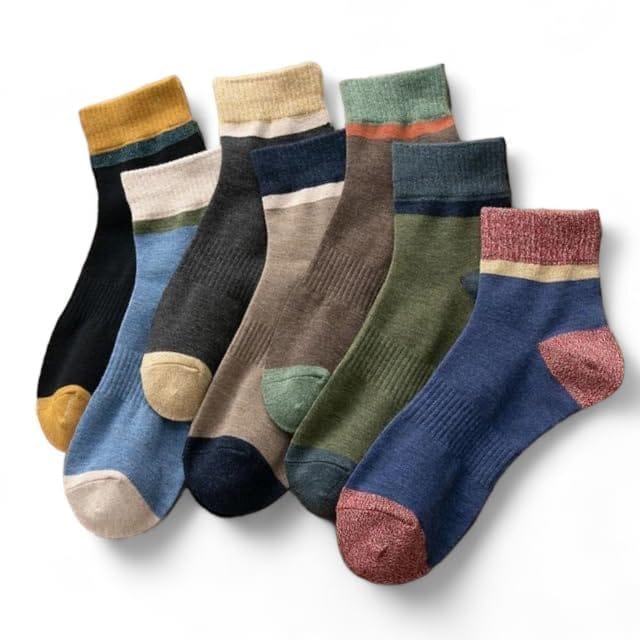 Sockscarving Pack of 7 Ankle Length Socks, Weekly Edition, Made With Durable & Breathable Cotton, Free Size, Suitable for all Season, Soft & Breathable, Daily Use