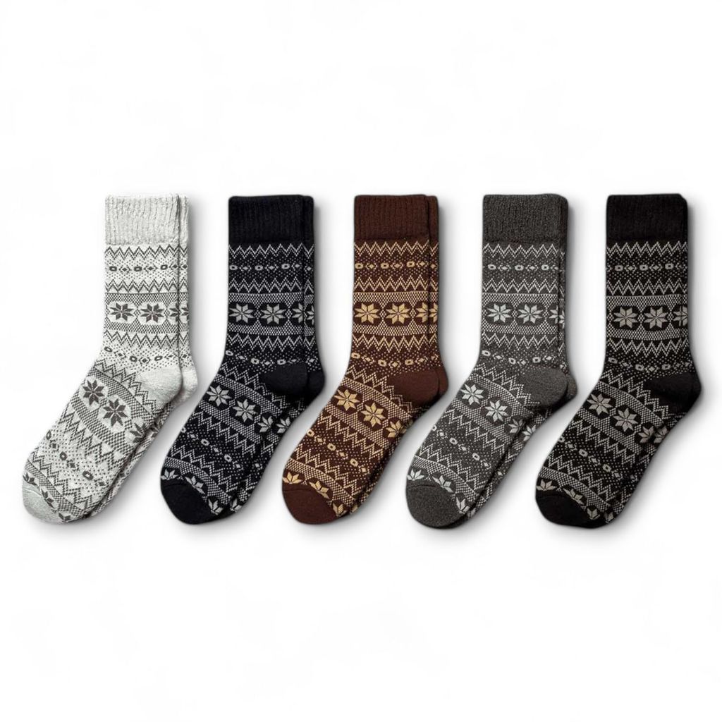 Sockscarving Pack of 5 Calf Length Socks, Warm Edition, Made With Durable & Breathable Cotton, Free Size, Suitable for all Season, Soft & Breathable, Daily Use