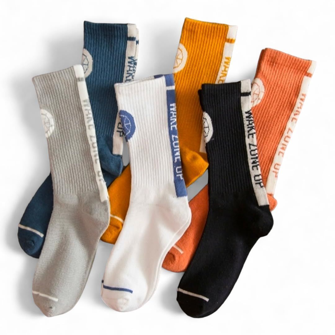 Sockscarving Men's 5 Pairs Printed Cotton Calf Length Socks Multicolor, Pack of 5, Free Size, Zone-Up Edition