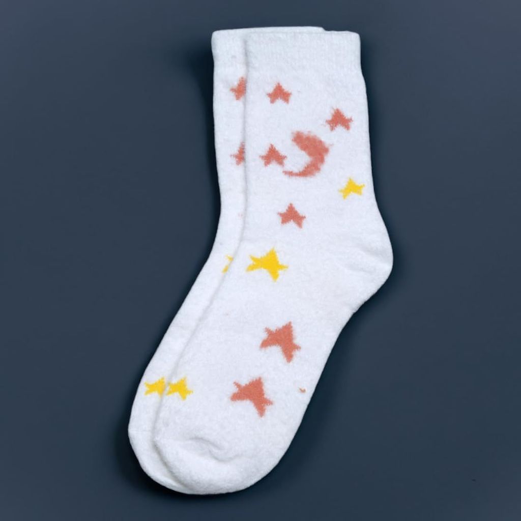 Sockscarving Pack of 5 Unisex White Furry Edition Cotton Socks - Soft Fabric, Different Pattern, Vibrant Colors, High Ankle, Full-Length Comfort for Men and Women