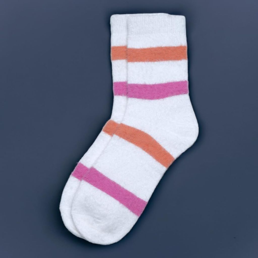 Sockscarving Pack of 5 Unisex White Furry Edition Cotton Socks - Soft Fabric, Different Pattern, Vibrant Colors, High Ankle, Full-Length Comfort for Men and Women