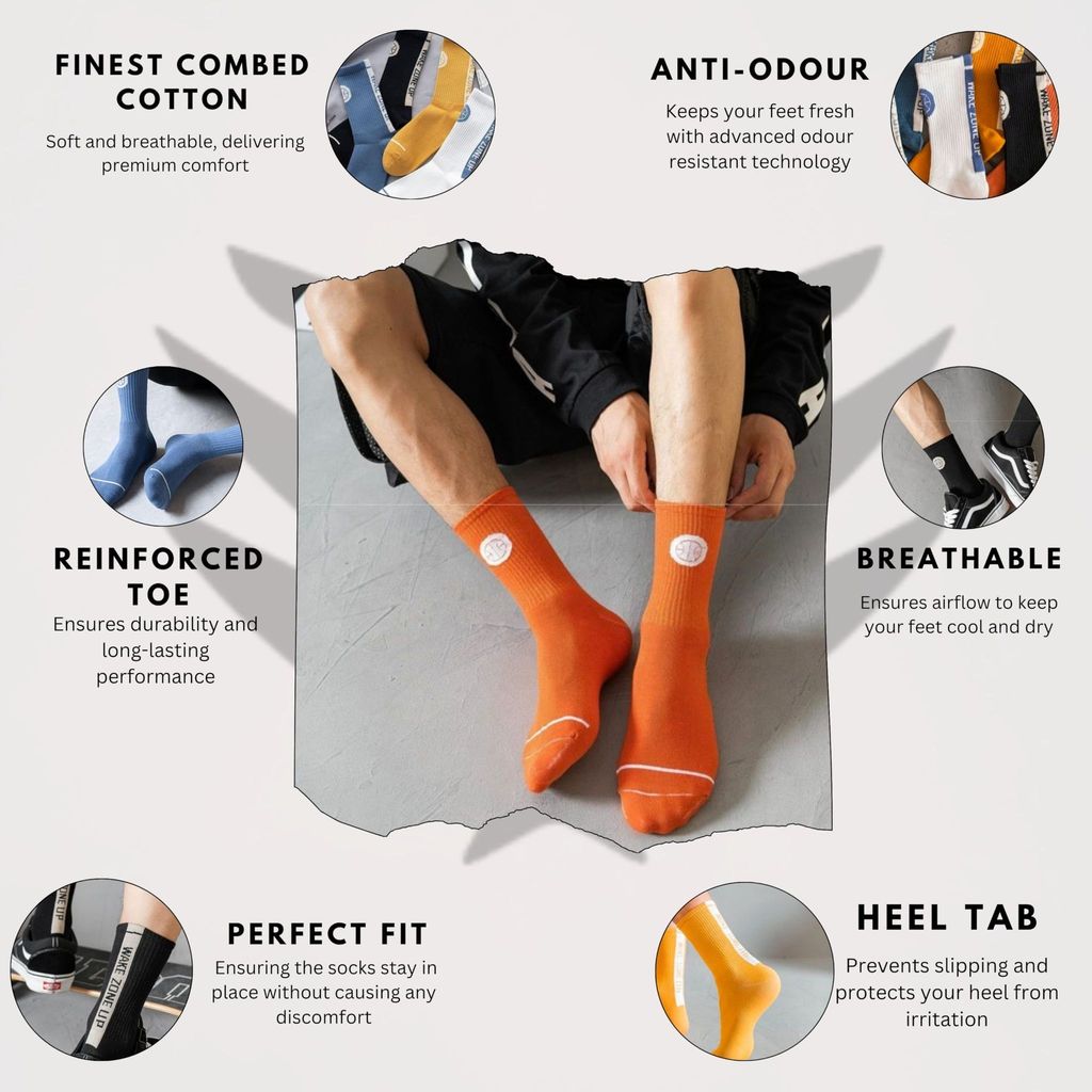 Sockscarving Men's 5 Pairs Printed Cotton Calf Length Socks Multicolor, Pack of 5, Free Size, Zone-Up Edition