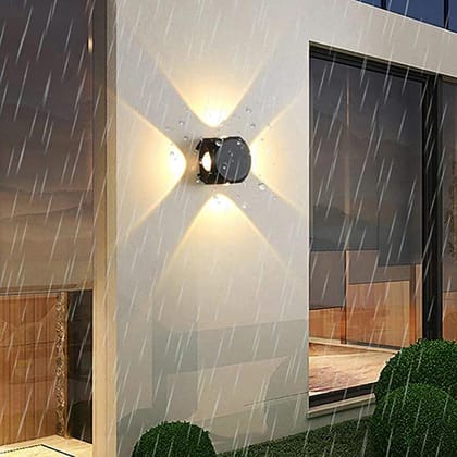 DAYBETTER� Wall Lights - 12W IP65 Waterproof Wall Lamp � 4 Way Fancy LED Light for Wall � Up Down Left Right Wall Light Wall Lamps - Outdoor Wall Lights for Garden & Patio Lights - (Warm)-Pack-1