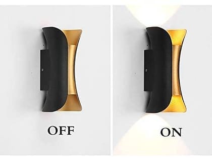 DAYBETTER� Wall Lights - 10W IP65 Waterproof Wall Lamp � Curve Shape Fancy LED Light for Wall - Up & Down Aluminum Wall Lamps - Outdoor Wall Lights for Elevation,Garden & Patio Lights - (Warm)-Pack-1