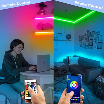 DAYBETTER Smart Bluetooth Led Lights 30ft, 5050 RGB Led Strip Lights Kits with 24 Keys Remote, App Control Timer Schedule Led Music Strip Lights