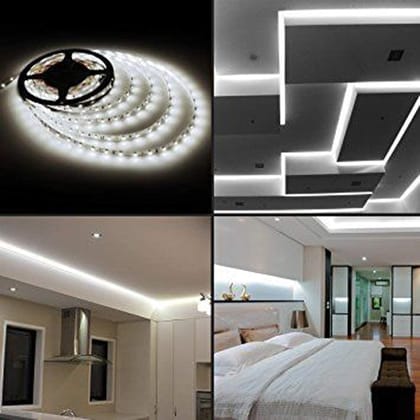 DAYBETTER� 4 Meter 2835 Cove Led Light Non Waterproof Fall Ceiling Light for Diwali,Chritmas Home Decoration with Adaptor/Drivers (White,60 Led/Meter) | VD-F-19
