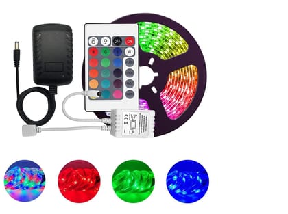 DAYBETTER® 5 Meter Led Strip Lights Waterproof Led Light Strip with Bright RGB Color Changing Light Strip with 24 Keys Ir Remote Controller and Supply for Home (Multicolor)