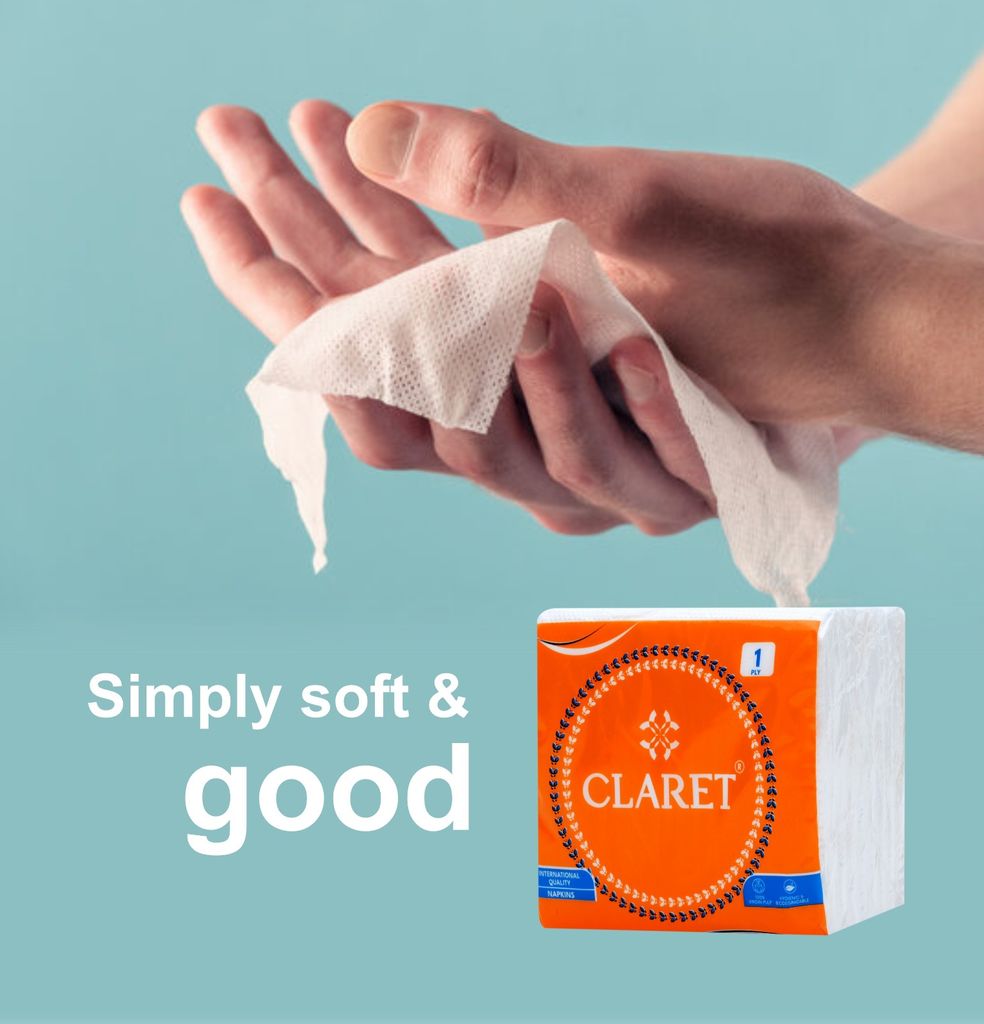 Claret 1-Ply Soft White Napkins (5-Pack, 70 Sheets, 27x30 cm) - Ideal for Dining, Parties, Events with Durable and Highly Absorbent Quality