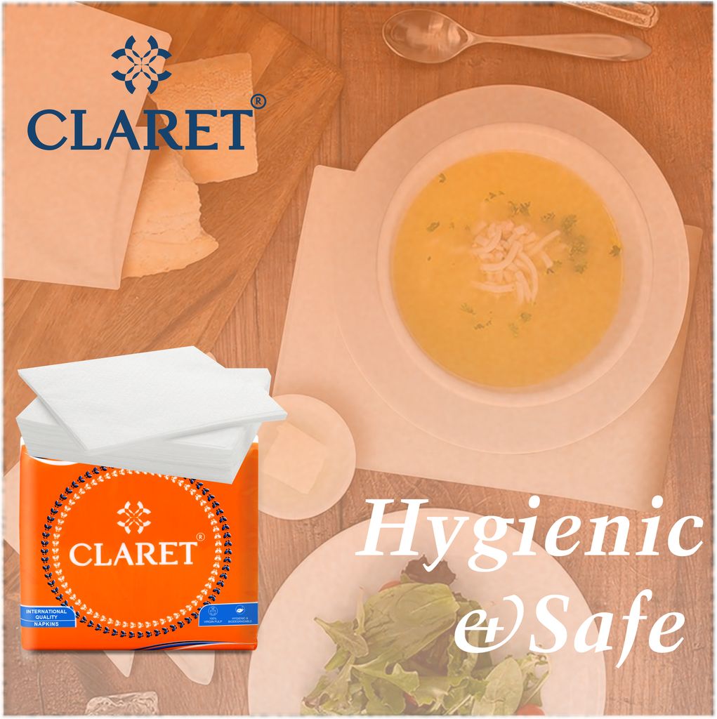 Claret 1-Ply Soft White Napkins (5-Pack, 70 Sheets, 27x30 cm) - Ideal for Dining, Parties, Events with Durable and Highly Absorbent Quality