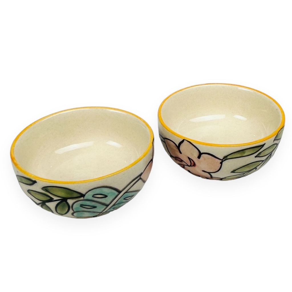 CERAMIC DINING Yellow Mughal Floral 50ml Dip Bowls Set of 2