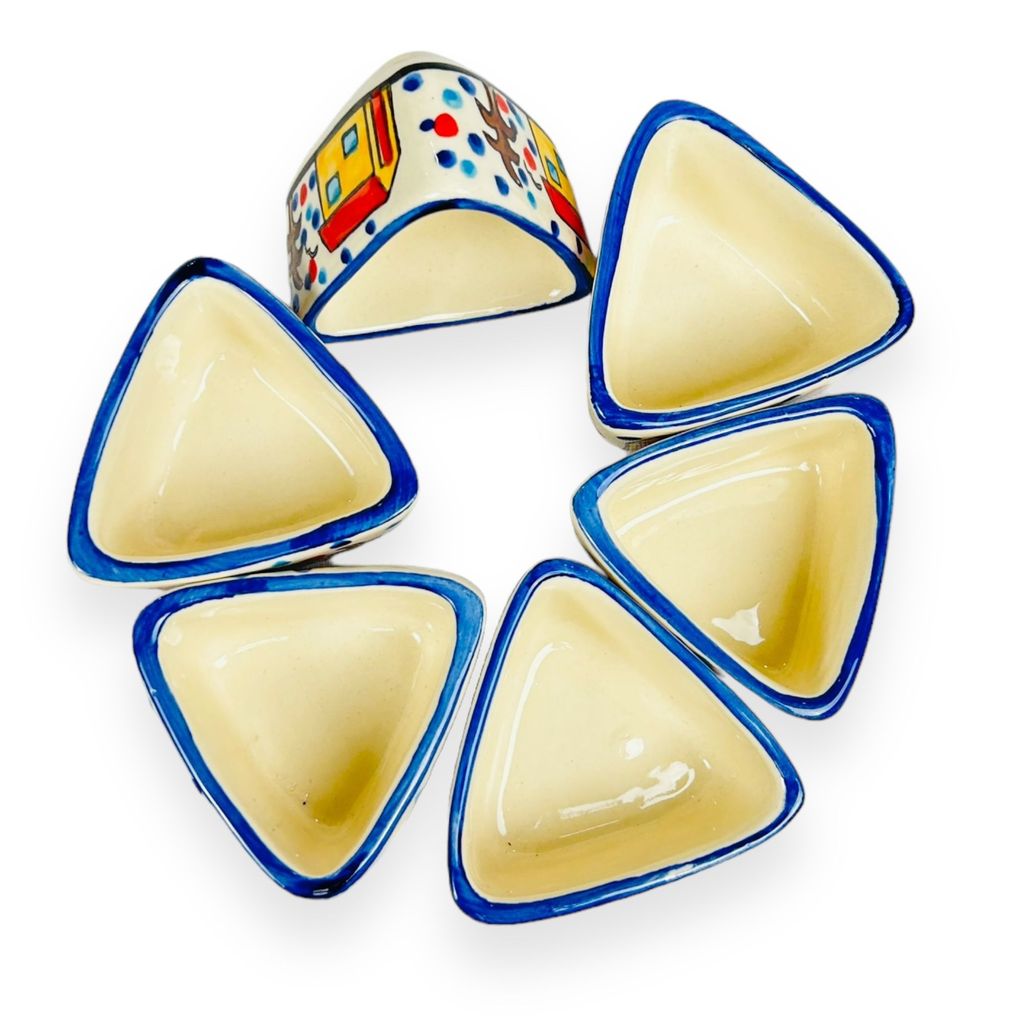 CERAMIC DINING Multicolor Hut Handpainted 50ml Dip Bowls Set of 6