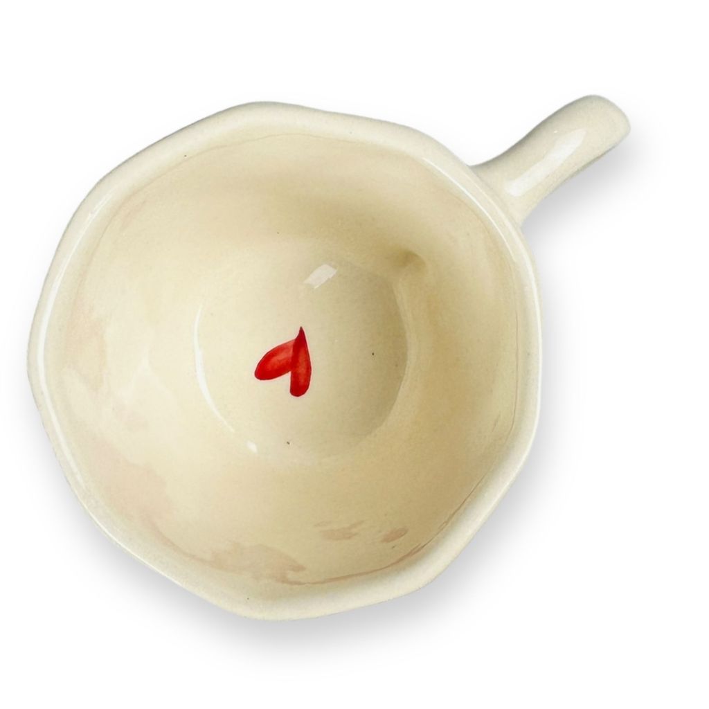 CERAMIC DINING Red Heart Tea Cups with Saucers Set of 6