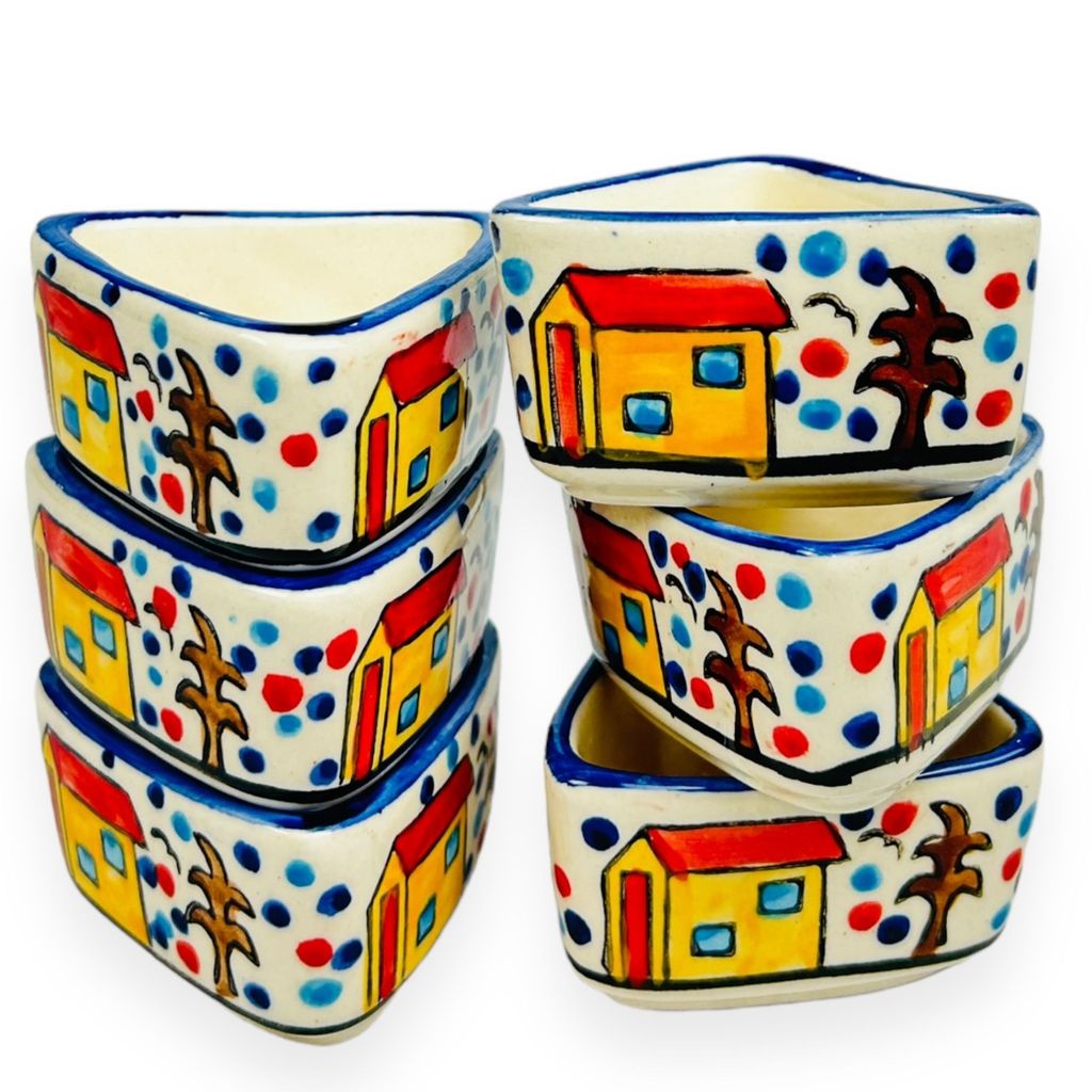 CERAMIC DINING Multicolor Hut Handpainted 50ml Dip Bowls Set of 6