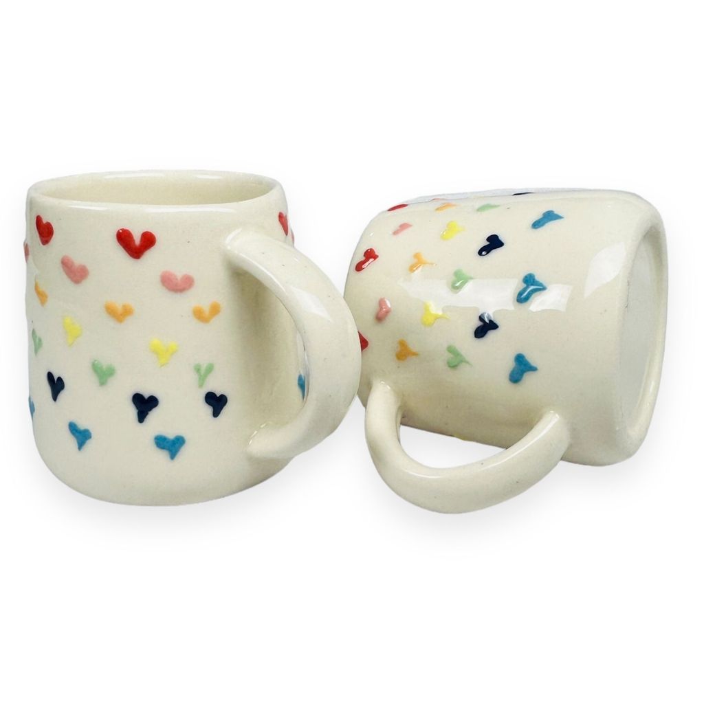 Ceramic Dining Multicolor 3D Heart Coffee or Tea Cups Set of 2