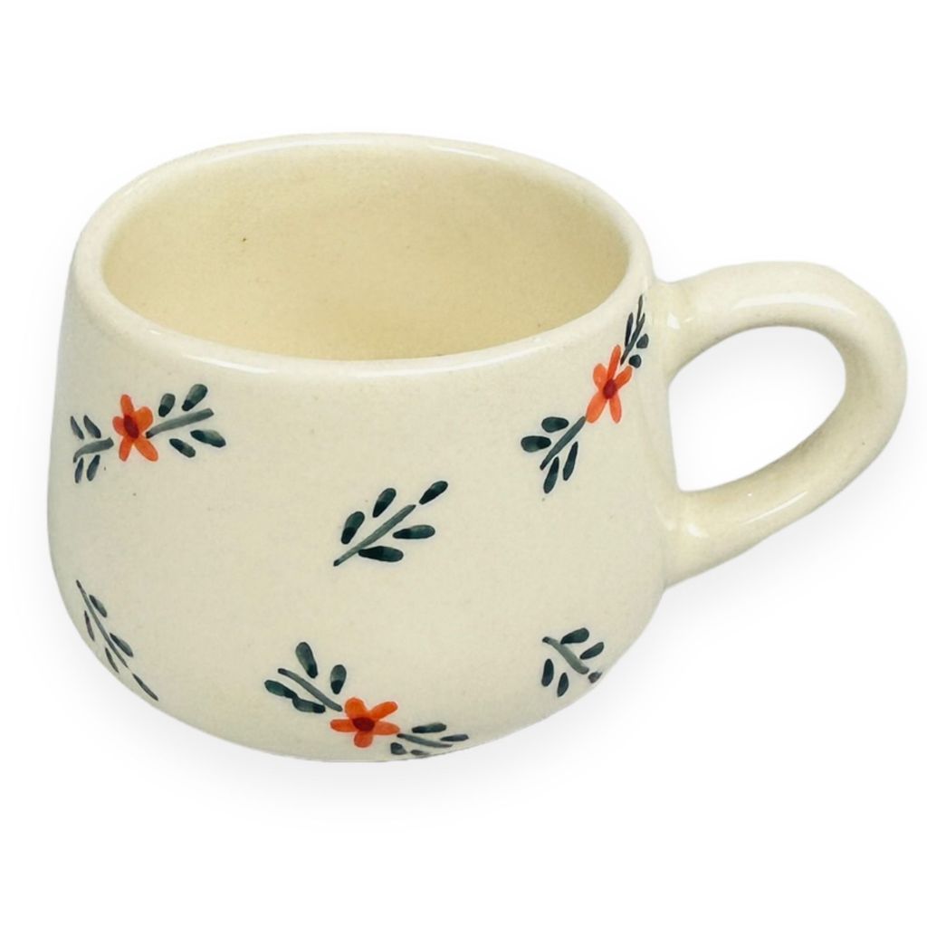 Ceramic Dining Green and Red Floral Coffee or Tea Cups Set of 2