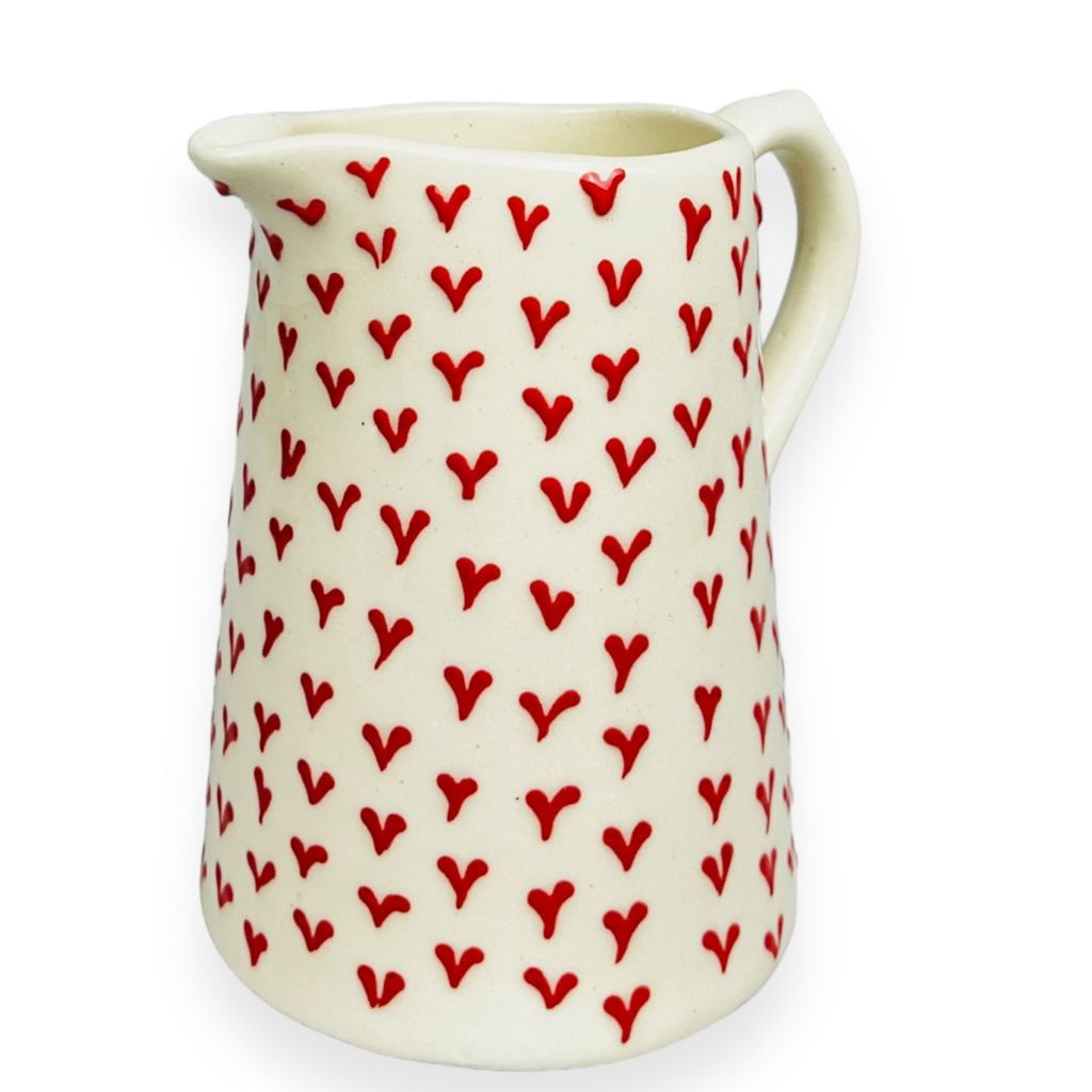 Ceramic Dining Red Heart Ceramic Milk or Water 1000ml Jug/Pitcher