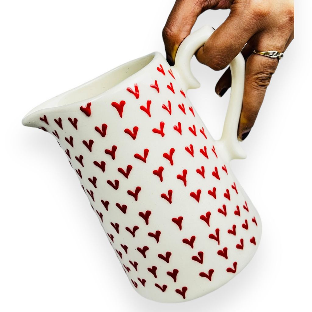 Ceramic Dining Red Heart Ceramic Milk or Water 1000ml Jug/Pitcher