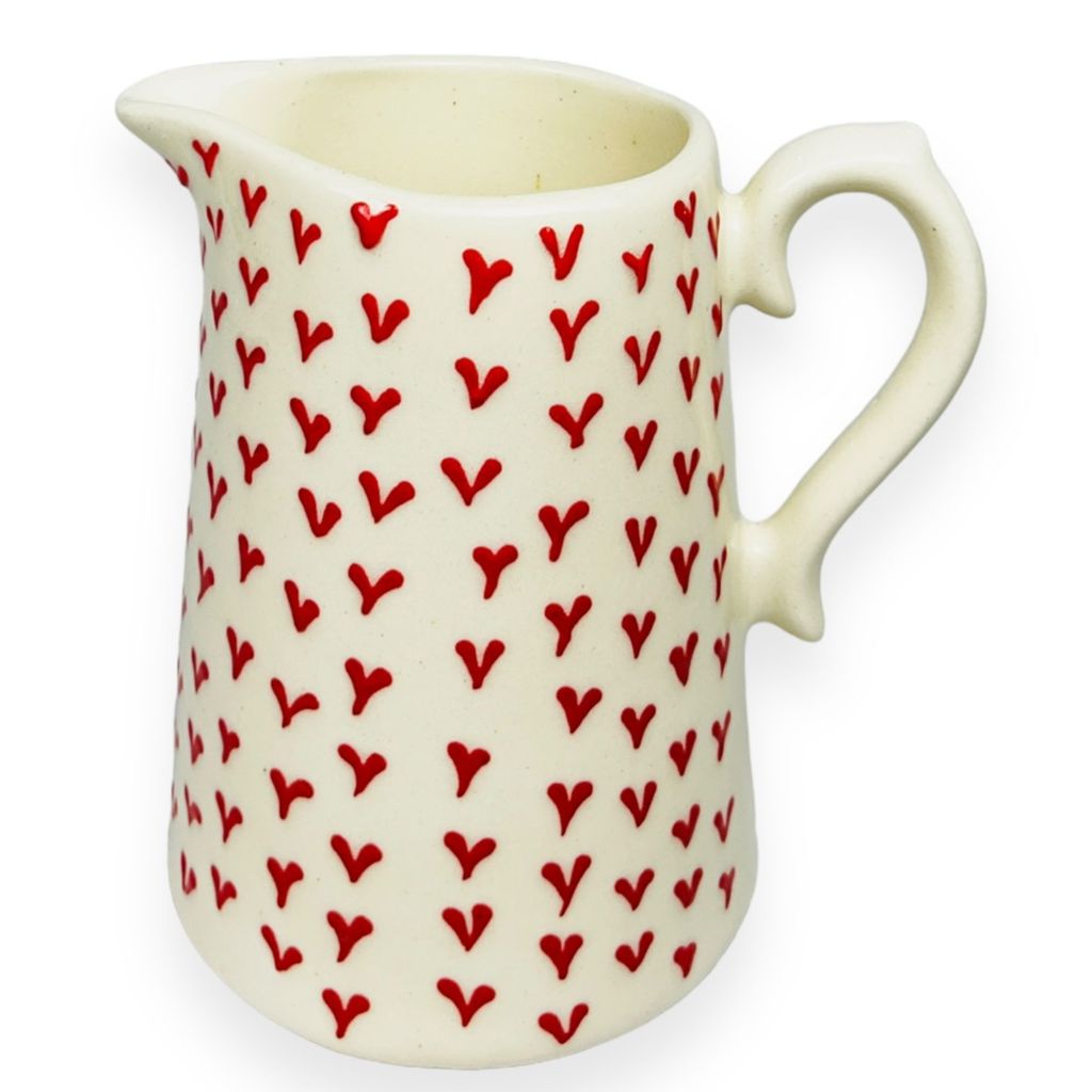 Ceramic Dining Red Heart Ceramic Milk or Water 1000ml Jug/Pitcher