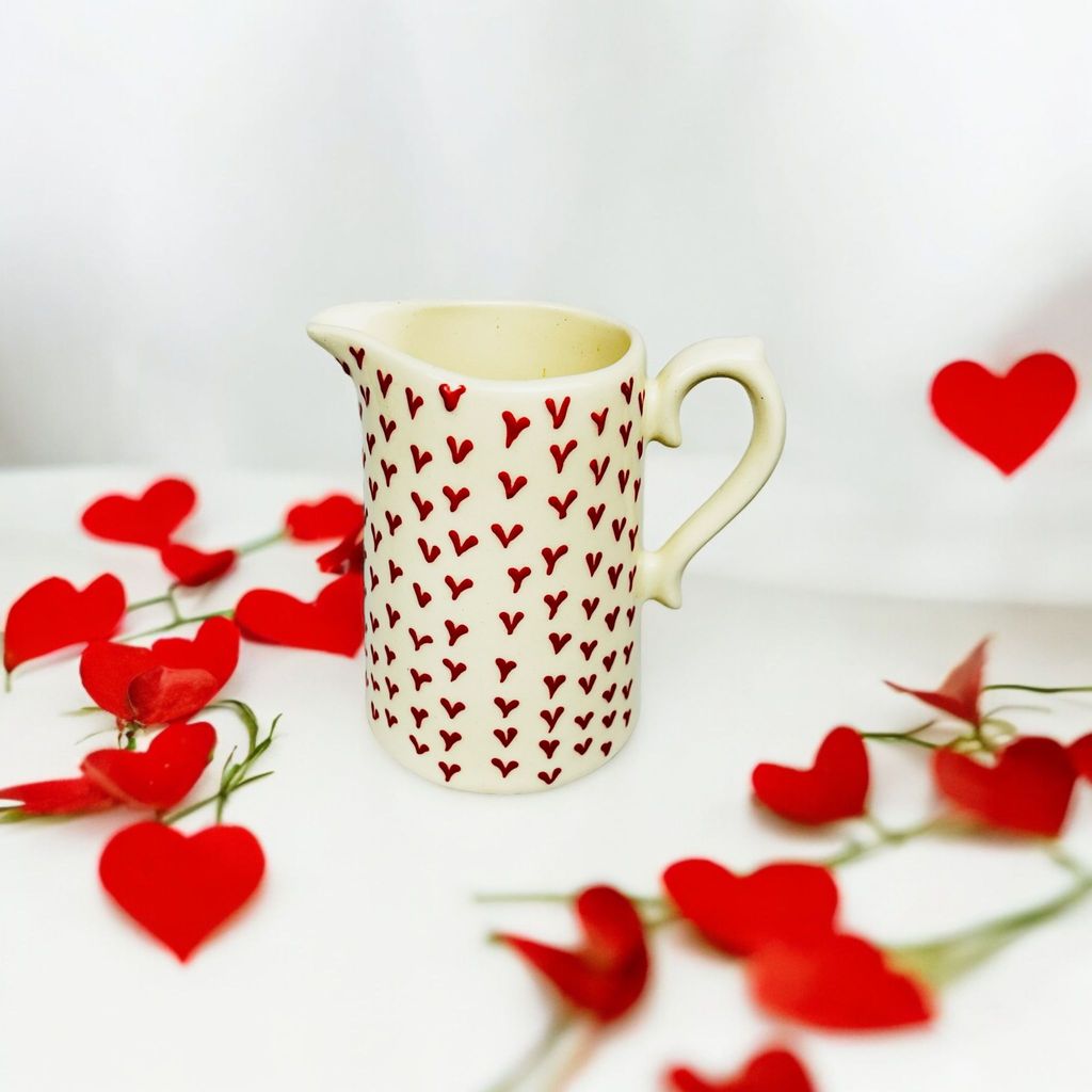 Ceramic Dining Red Heart Ceramic Milk or Water 1000ml Jug/Pitcher