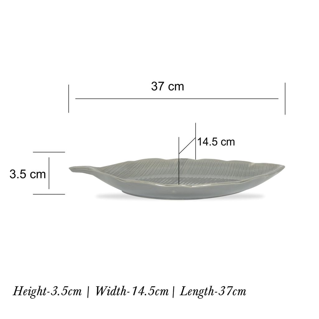 Ceramic Dining Emerald Green Leaf shaped ceramic Platter