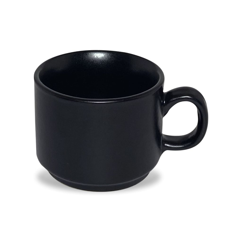 Ceramic Dining Chic Matte Black Tea cups with Saucers Set of 6