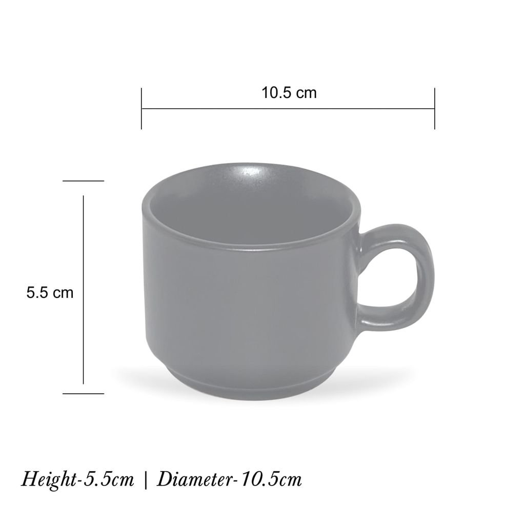 Ceramic Dining Chic Matte Black Tea cups with Saucers Set of 6