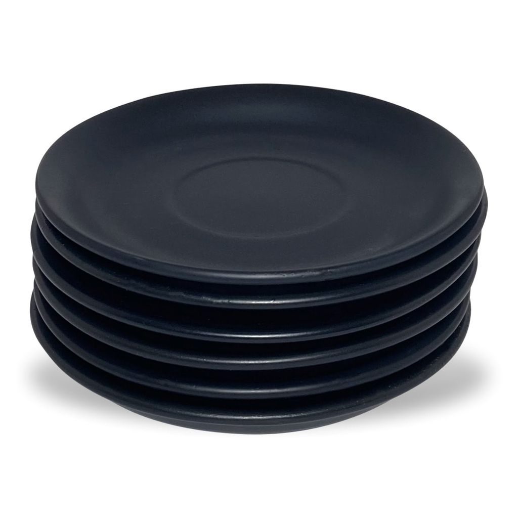 Ceramic Dining Chic Matte Black Tea cups with Saucers Set of 6