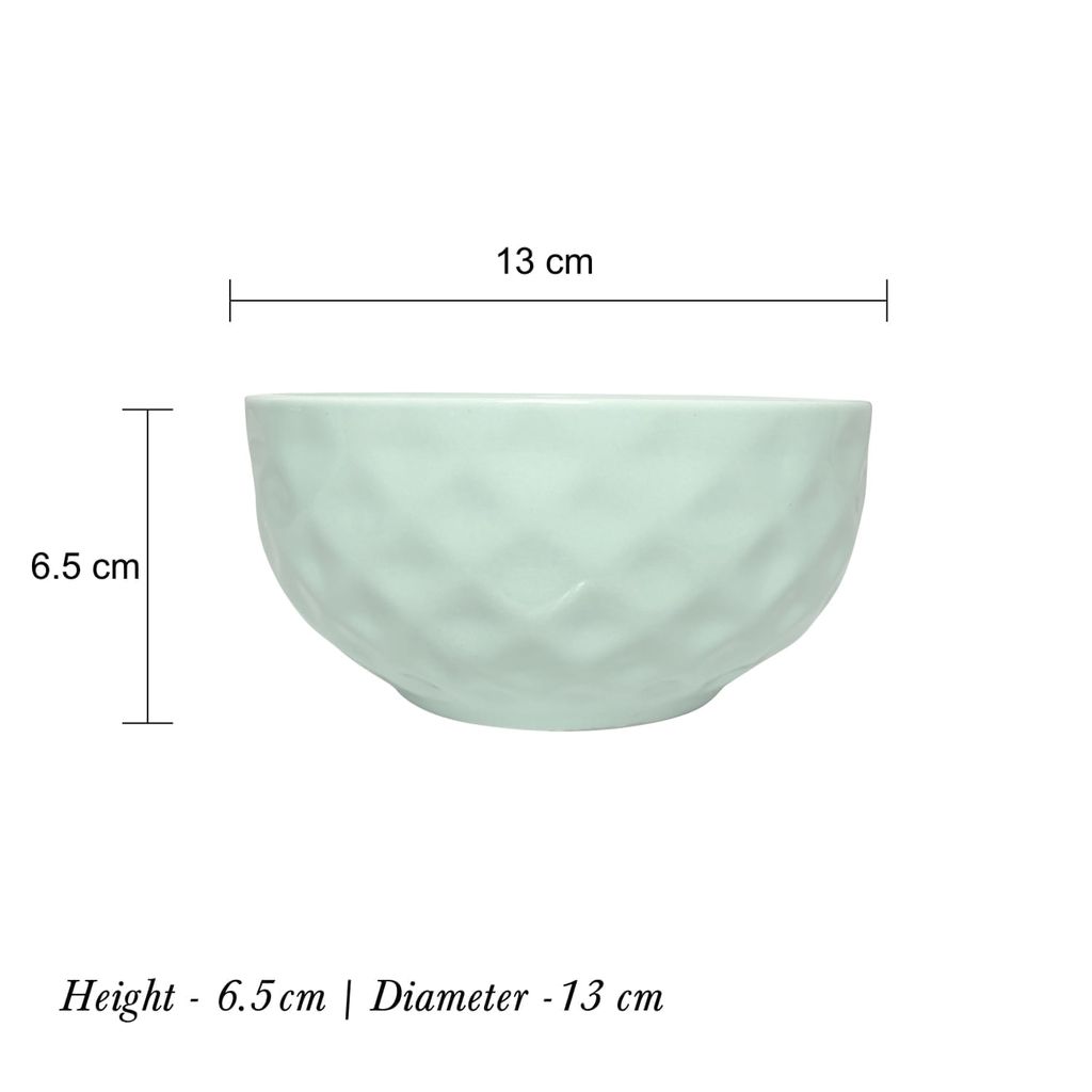 Ceramic Dining Green Diamond Shaped Ceramic Soup/Cereal Bowls- Set of 2