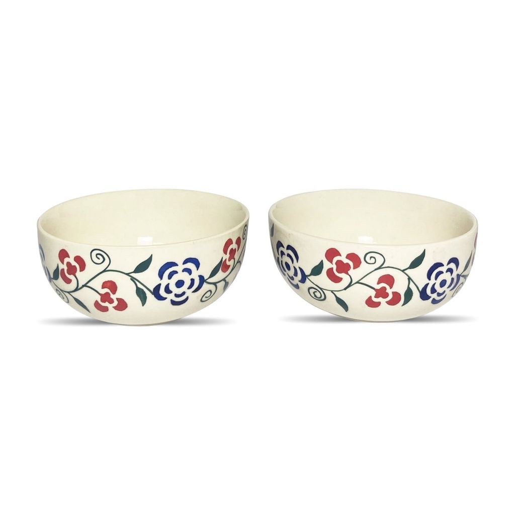 Ceramic Dining Neelkamal Pattern Ceramic White Bowl set of 2